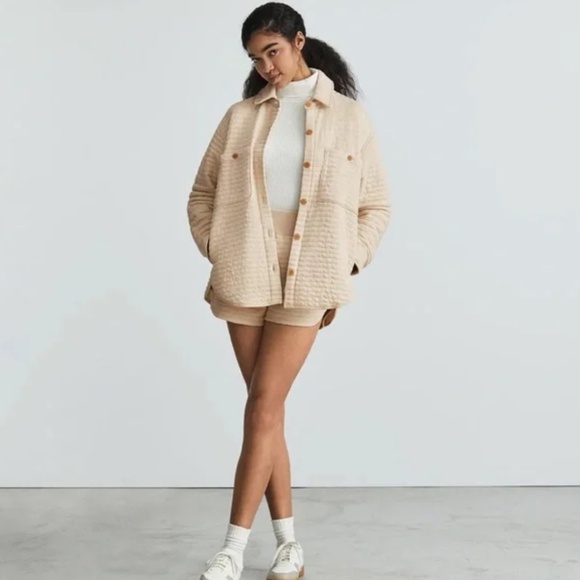 Everlane The Organic Cotton Quilted Shirt Jacket Cream Parchment M - Picture 5 of 13